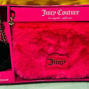 Juicy Couture Vibrant Pink Faux Fur Clutch